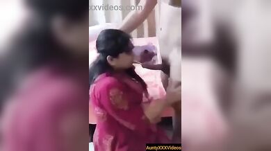 Soon to be married guy taking blowjob lessons from aunty!